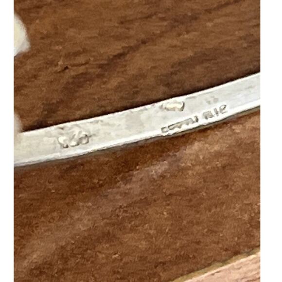 Vintage Alpaca Mexico Bangle Bracelet Red Abalone Small Hinged Letter S Pink Bla - Picture 13 of 15